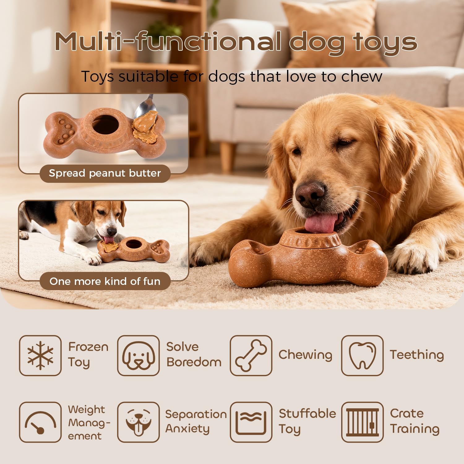 EHWZ Freeze Bone dog toy indoors-outdoors use for crate training and yard adventures