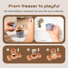 EHWZ Freeze Bone dog toy in-use demonstrates stable base for licking frozen treats