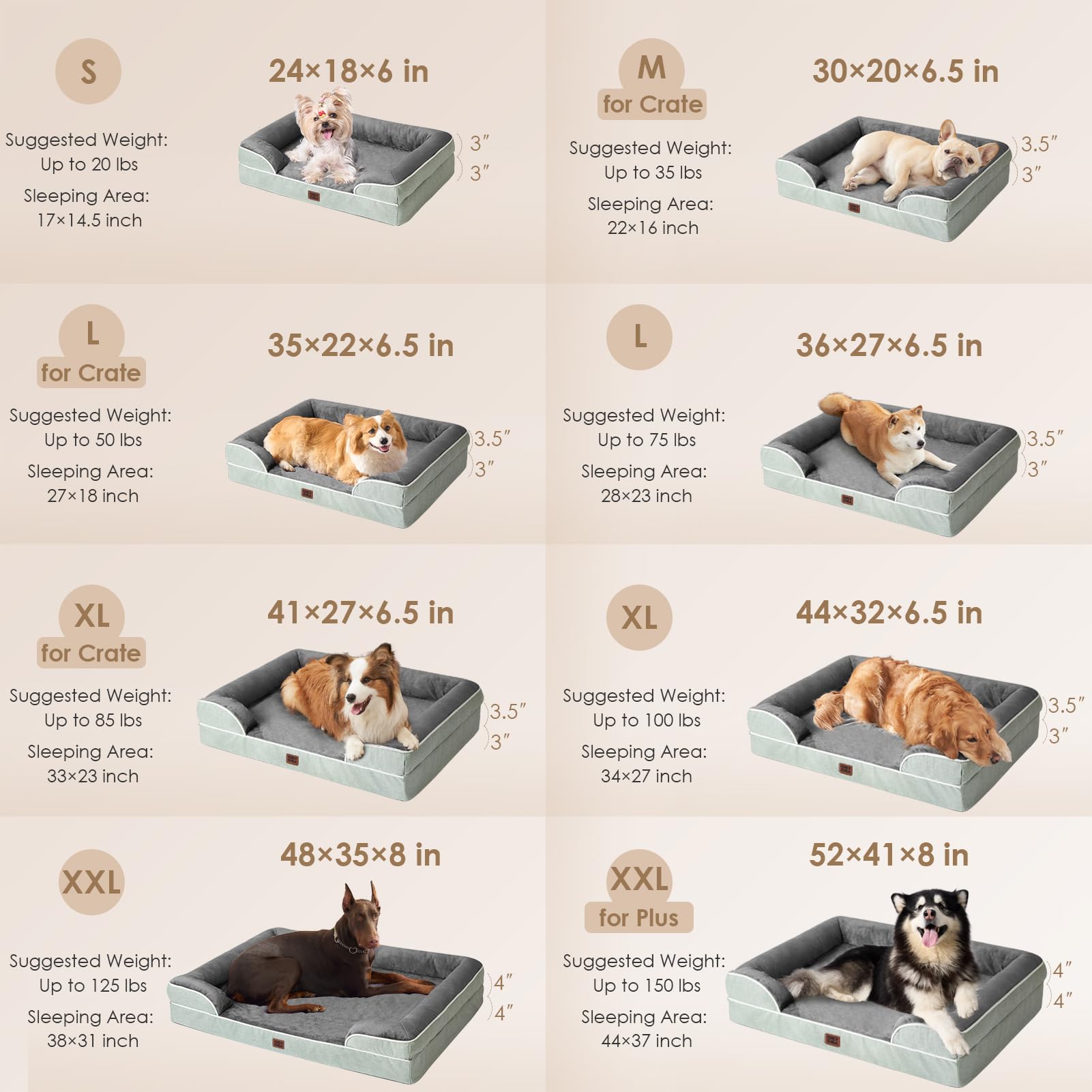 EHEYCIGA bed with side bolsters providing neck and head support for dogs.