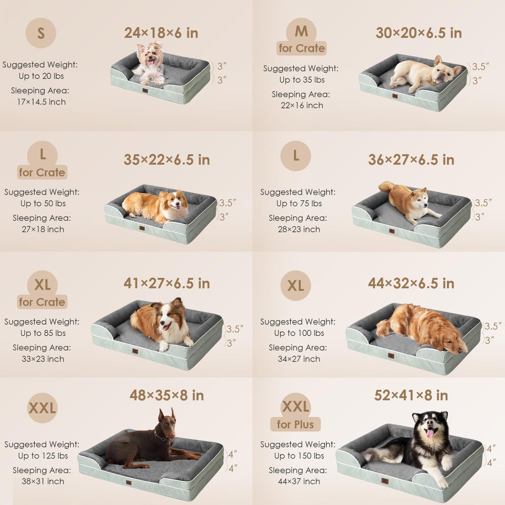 EHEYCIGA bed with side bolsters providing neck and head support for dogs.