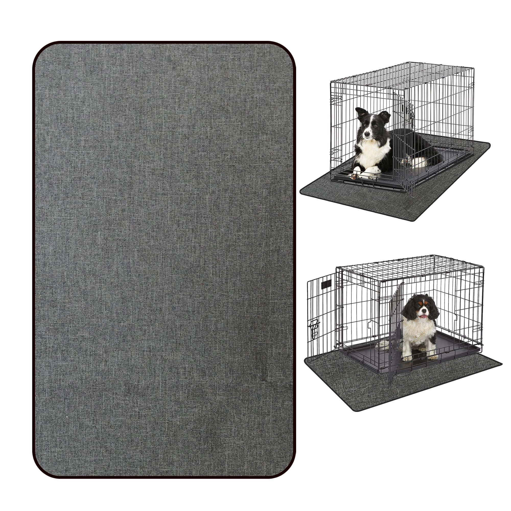 Ehzyaz dog crate mat liner with absorbent material keeps kennels clean and dry during use.
