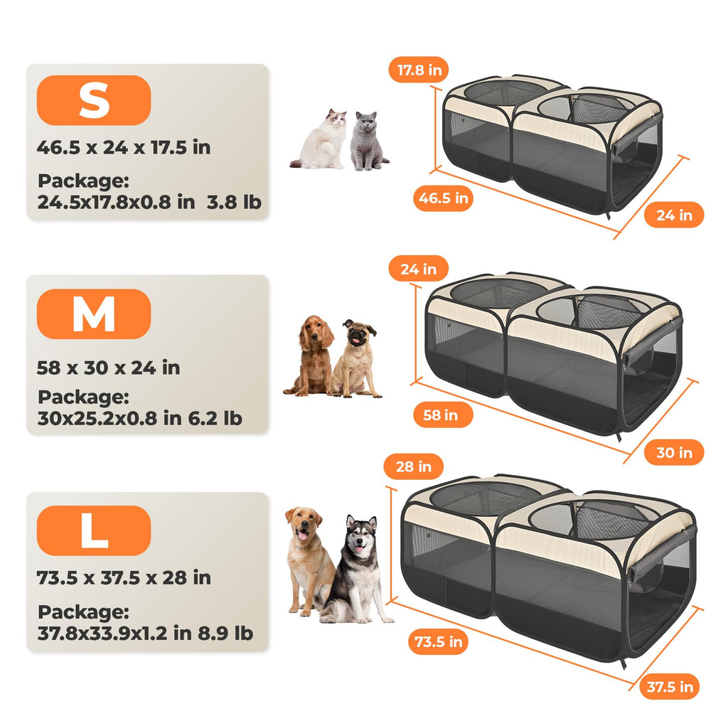 EighteenTek stable-structure with Oxford fabric keeps pets safe and secure.