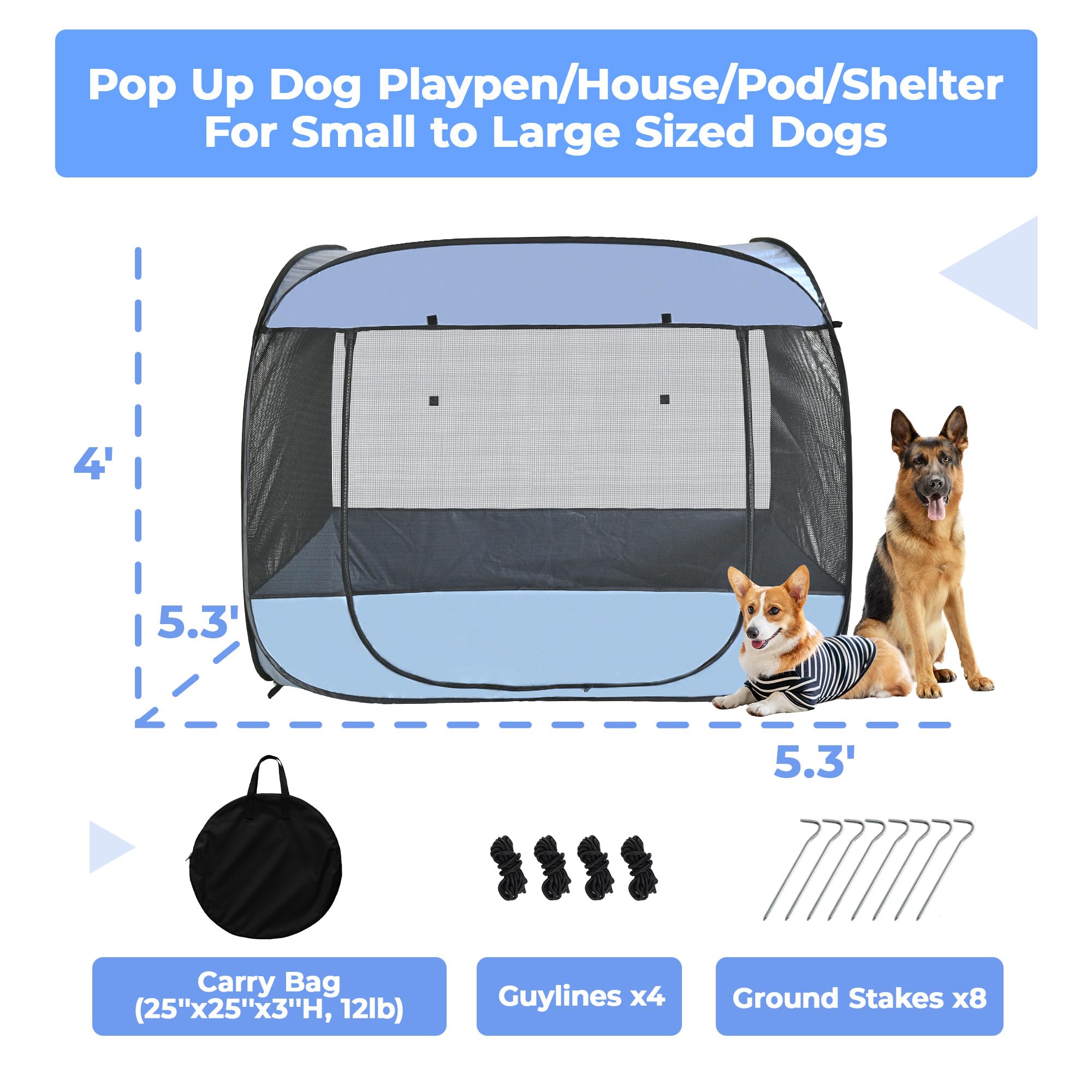 EighteenTek XLarge Popup multi-pet space supports family play sessions.