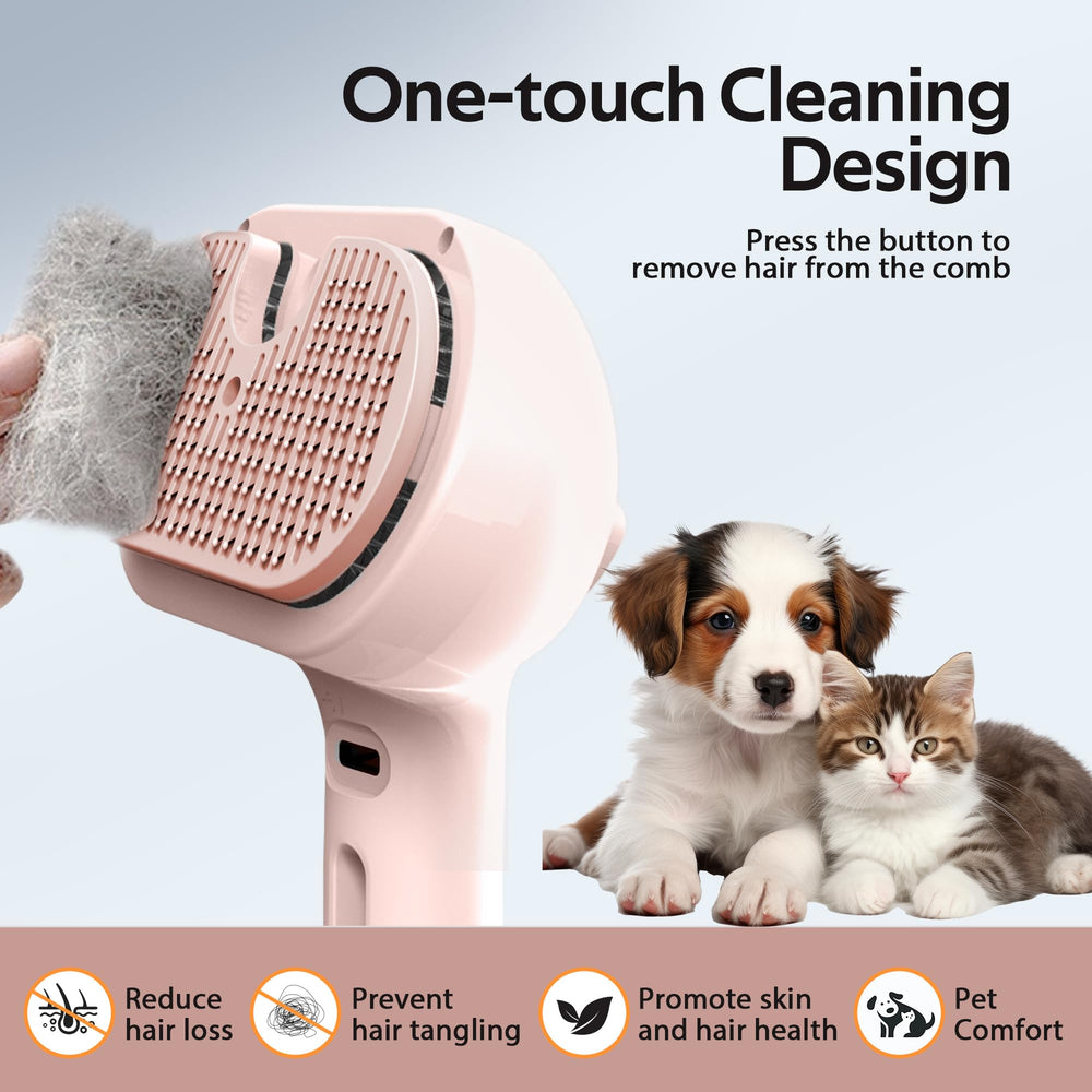 Eilimy pet grooming brush mist spray bristles close-up emphasizes detangling and reduced static.