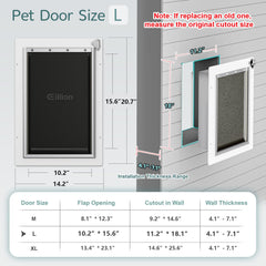 Eillion 3-flap wall door tunnel view highlights adjustable, weather-resistant insulation.