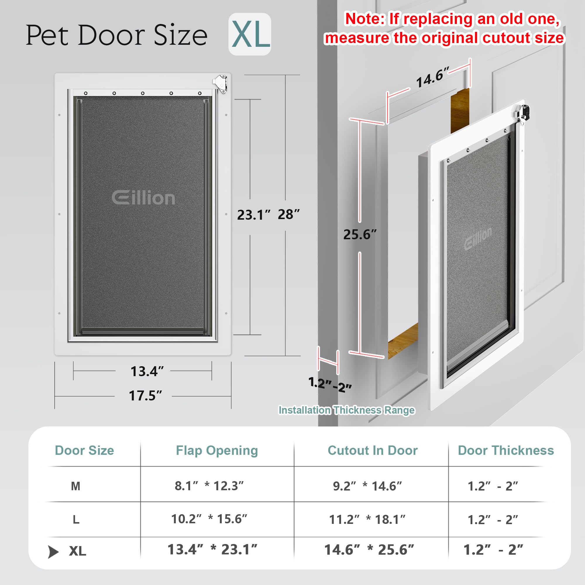 Eillion extralarge dog door 3-flaps seals highlights weather resistance