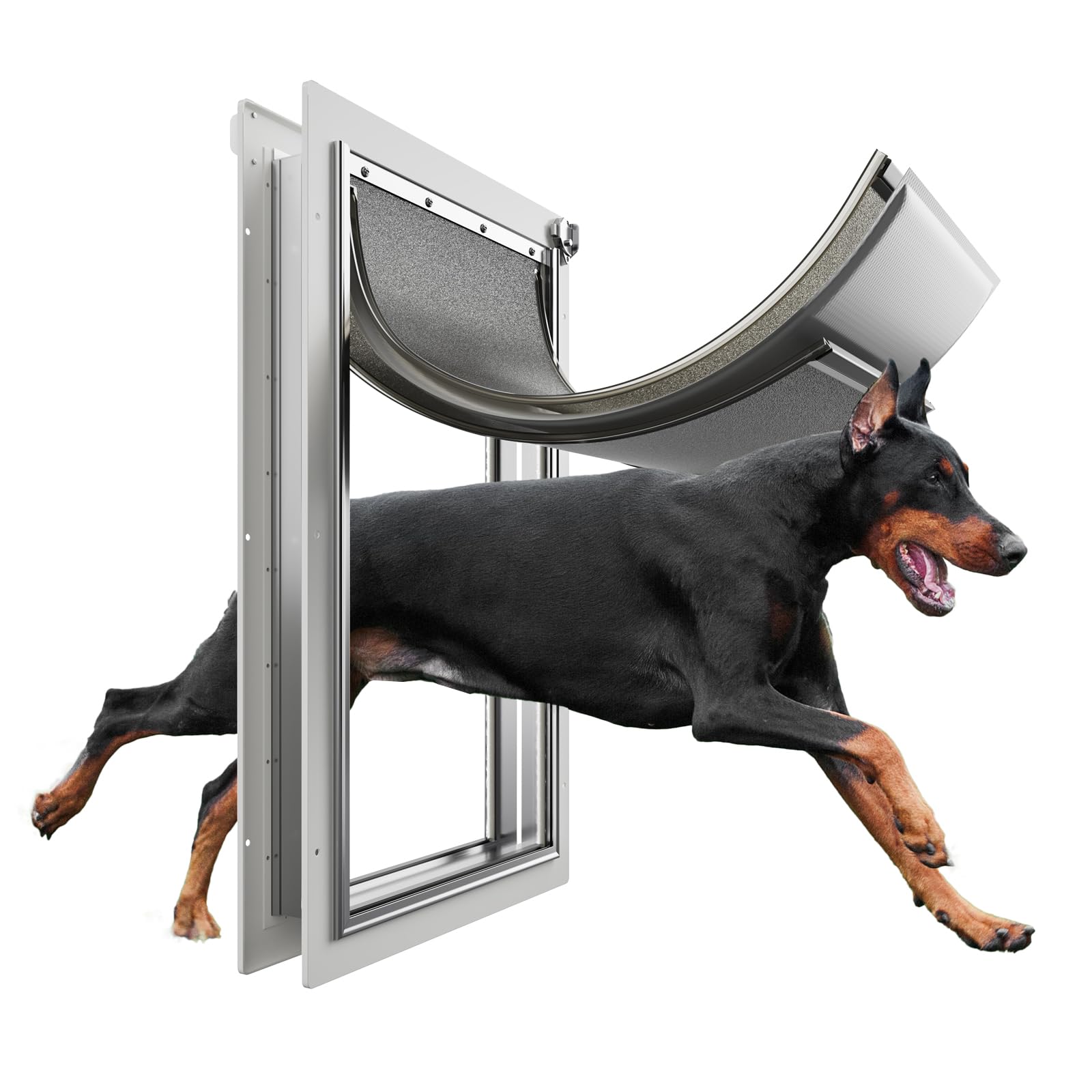 Eillion extralarge dog door front view showing roomy opening for big dogs and easy entry