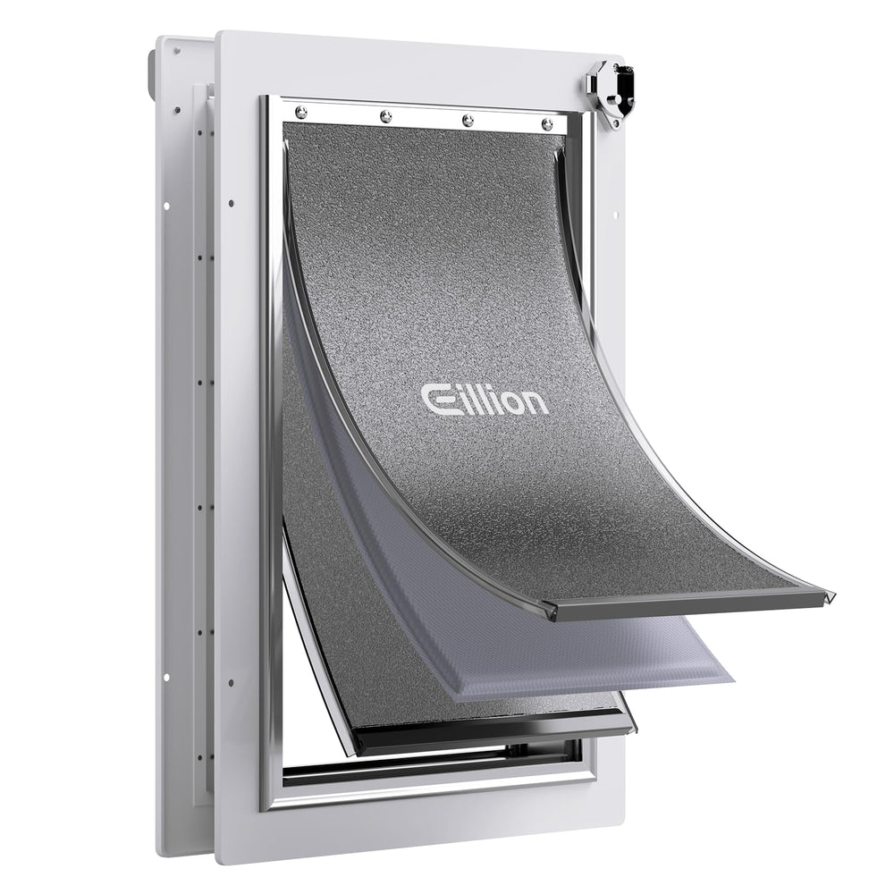 Eillion large dog door exterior frame shows a rust-proof aluminum design for durable outdoor access.