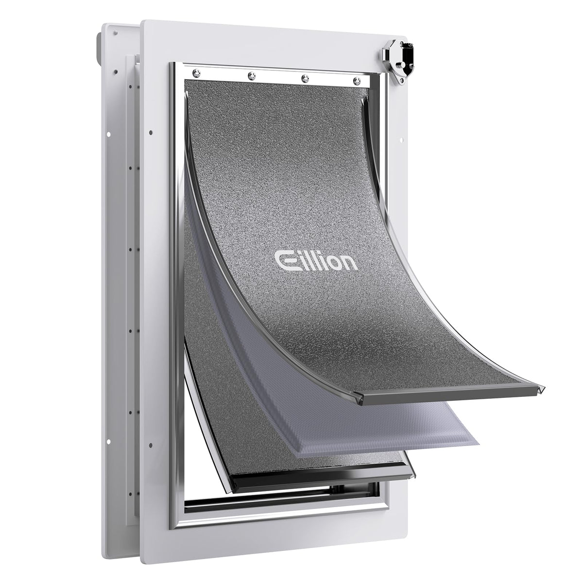 Eillion large dog door exterior frame shows a rust-proof aluminum design for durable outdoor access.