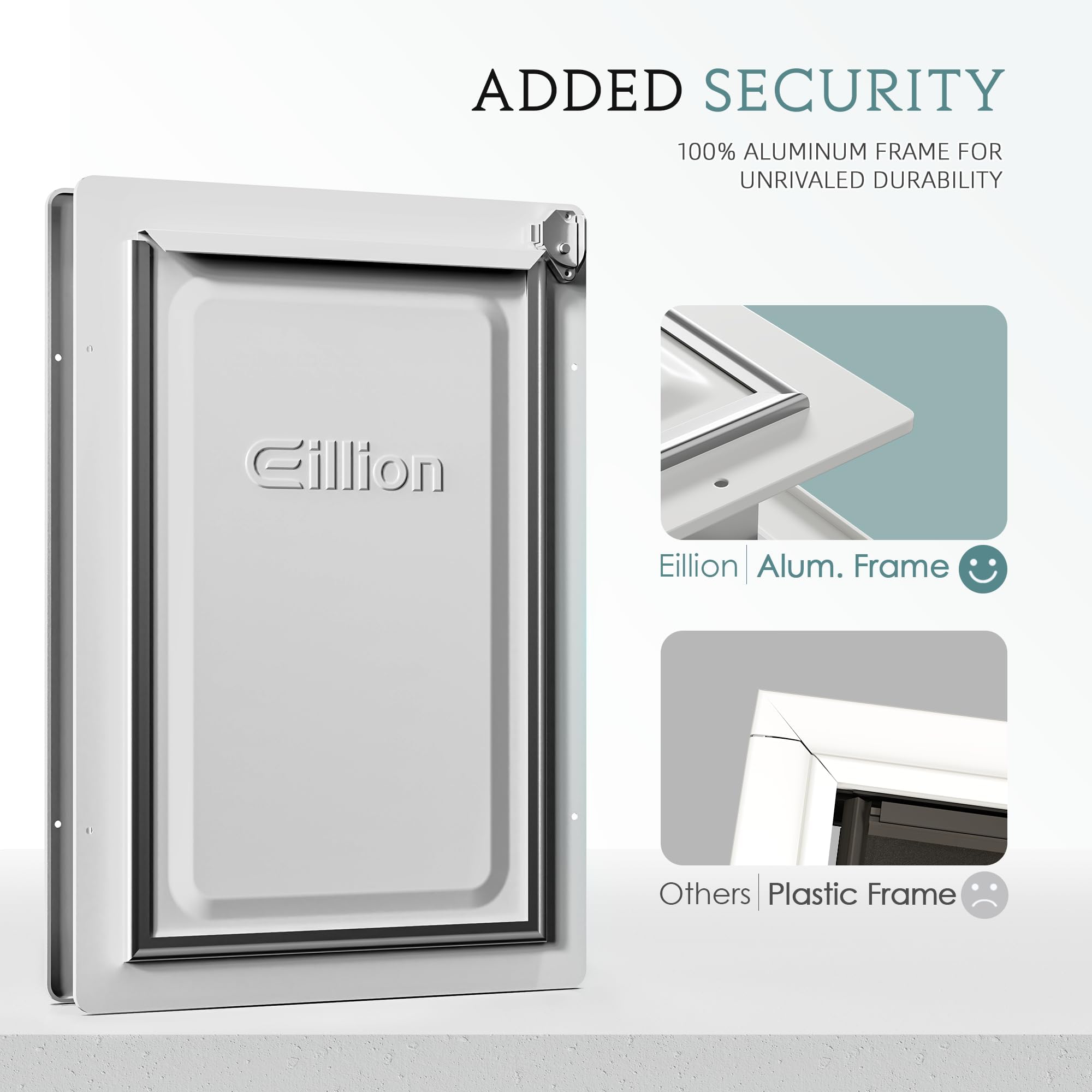Eillion metal closing panel close-up demonstrates enhanced weather insulation.