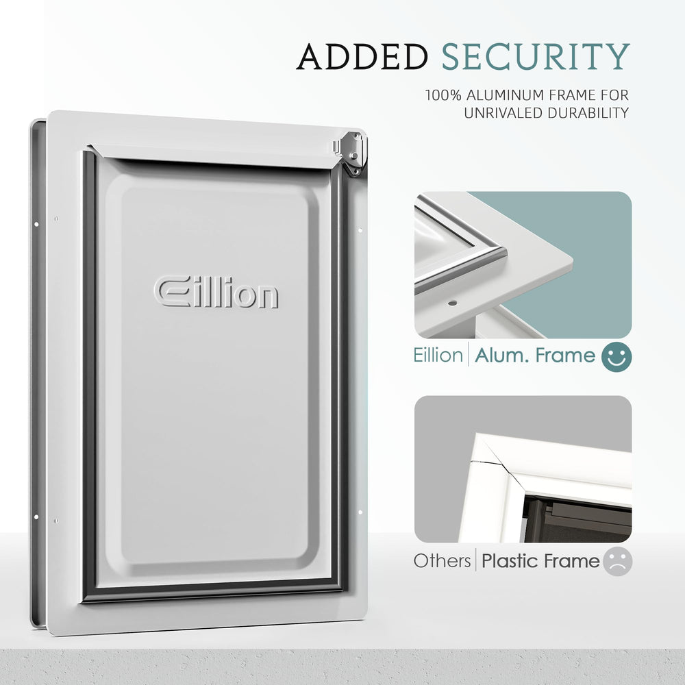 Eillion metal closing panel close-up demonstrates enhanced weather insulation.