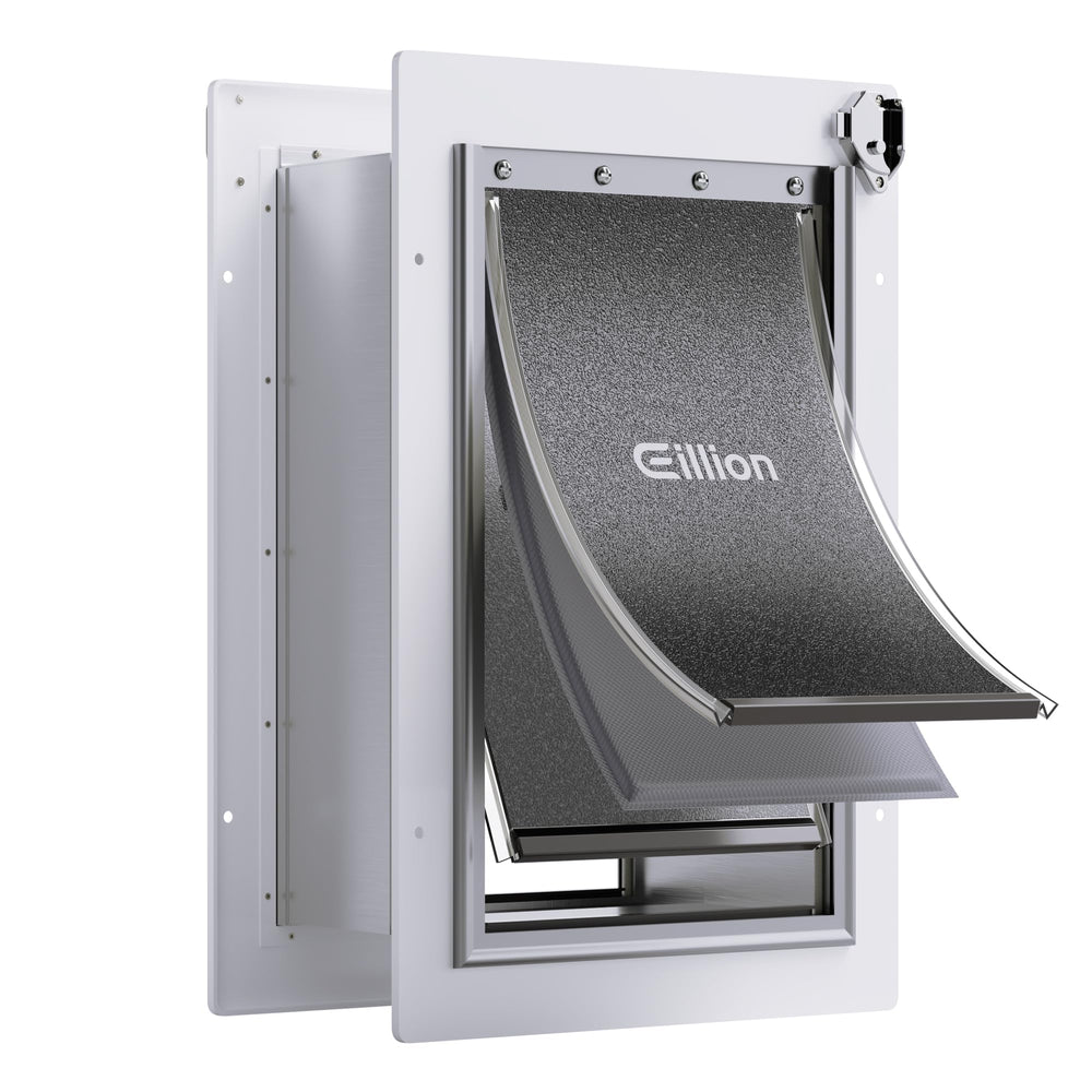 Eillion large dog door wall frame close-up demonstrating durable all-metal construction for long-lasting outdoor access.