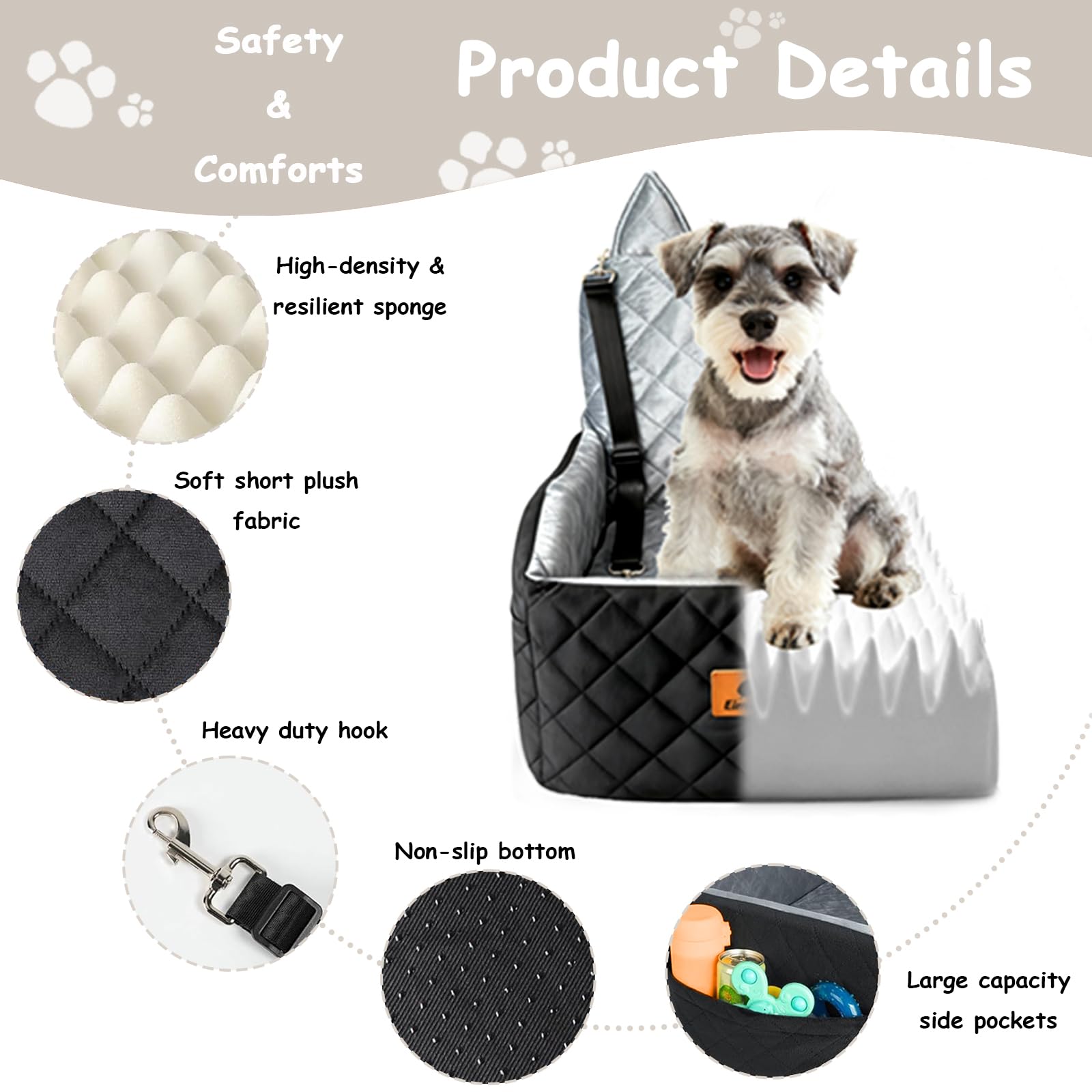 Eimuzure dog car seat dual tether compatibility offers flexible restraint