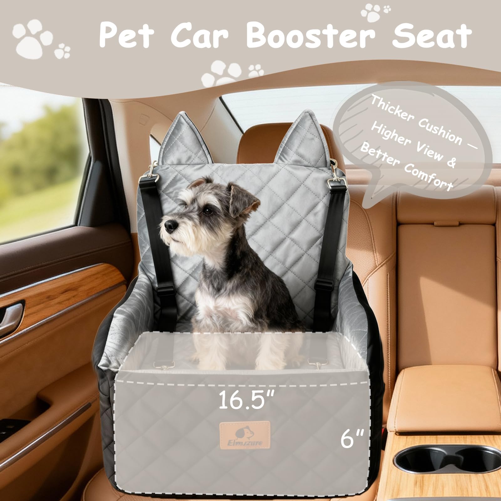 Eimuzure dog car seat reinforced frame keeps pups secure during bumpy drives