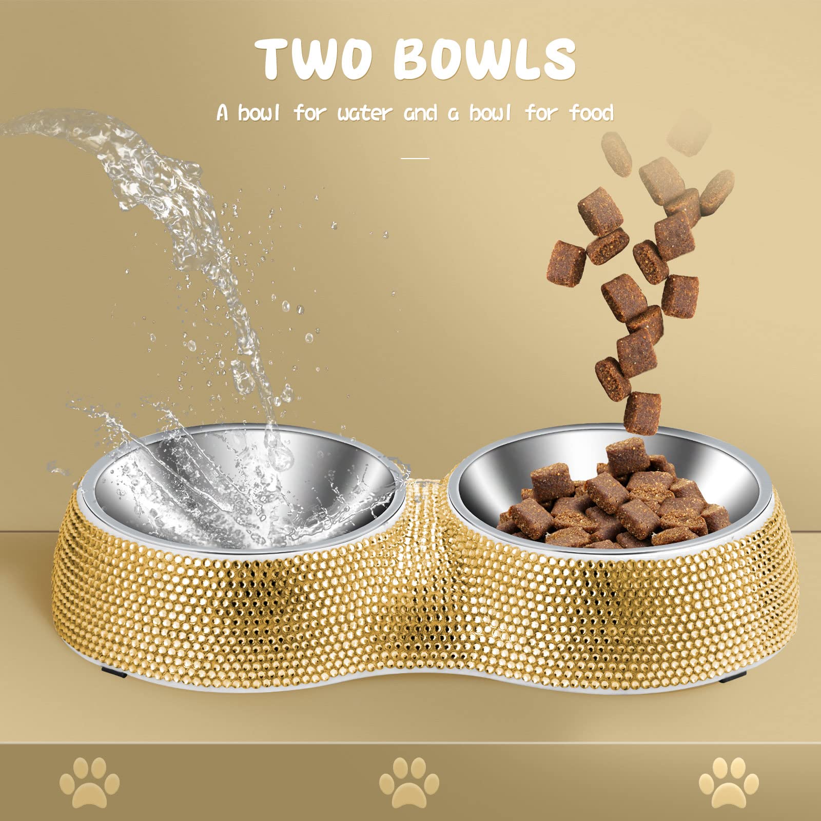 eing non-slip resin base keeps bowls steady during meals