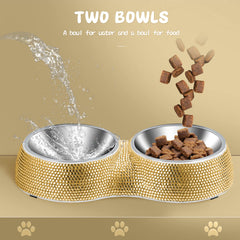 eing non-slip resin base keeps bowls steady during meals