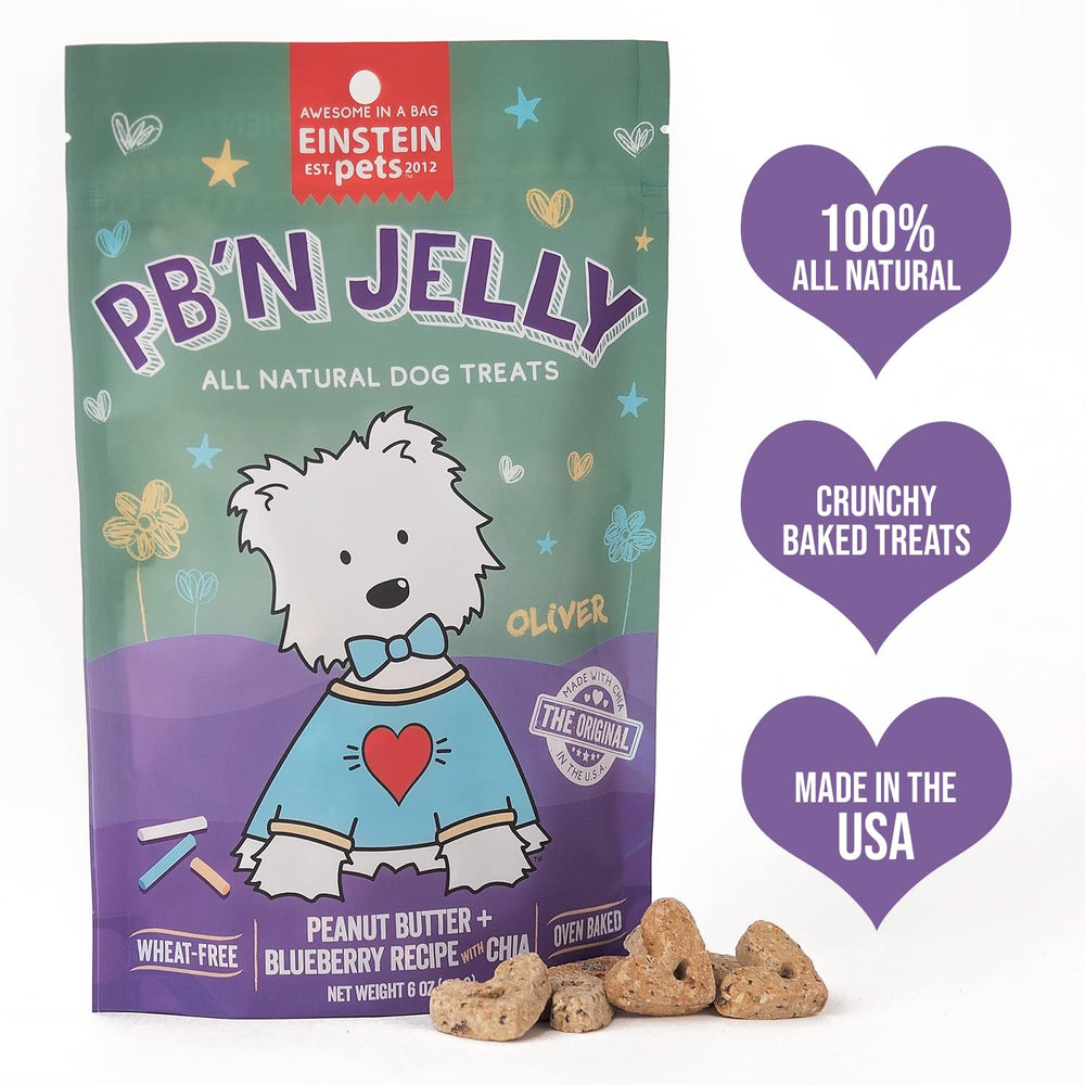 Einstein Pets Everydays PB’N Jelly treats in hand for quick training rewards