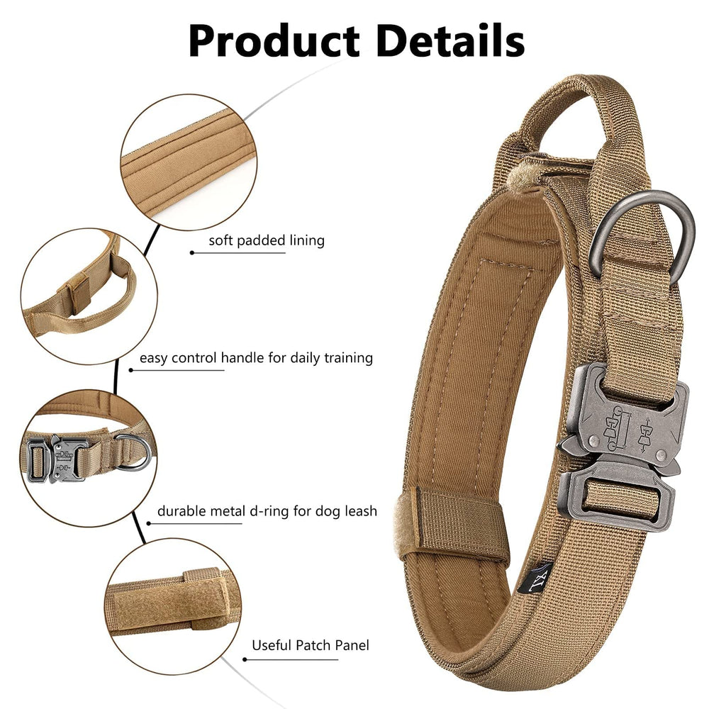 Eitchen Tactical Collar adjustable neck and leash length for different dog sizes.