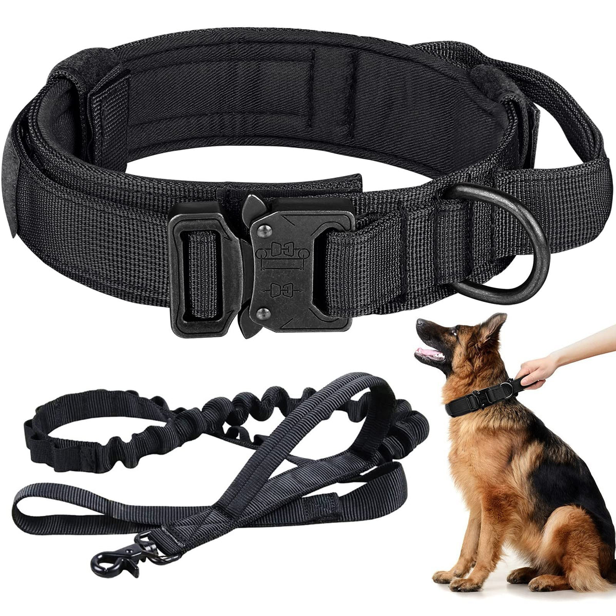 Eitchen tactical collar overview: durable 1000D nylon for medium to large dogs.