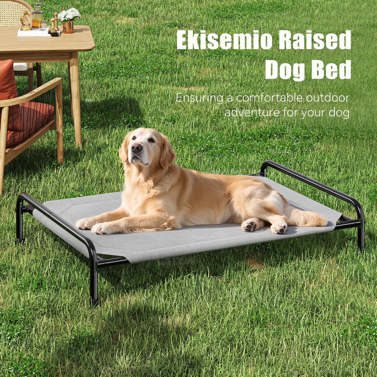 Ekisemio grey finish blends with home or yard decor.