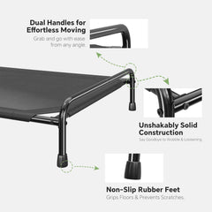 Ekisemio elevated dogs bed detailed frame emphasizes 12mm tubing for stability