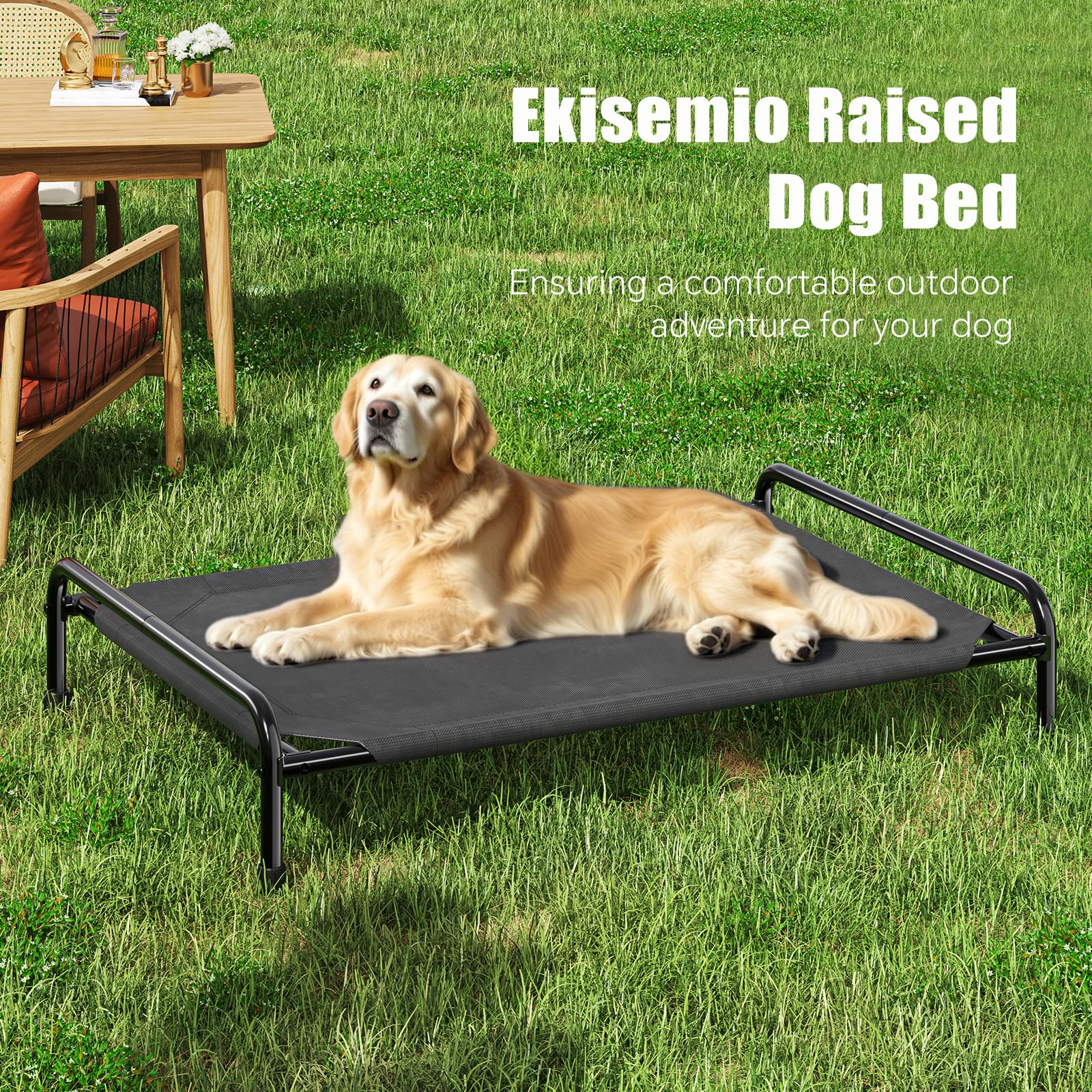 Ekisemio elevated dogs bed portable-carry design supports travel and camping