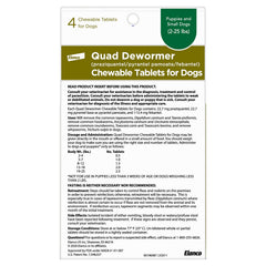 Elanco Quad Dewormer beef-flavored chew close-up showing a palatable option.