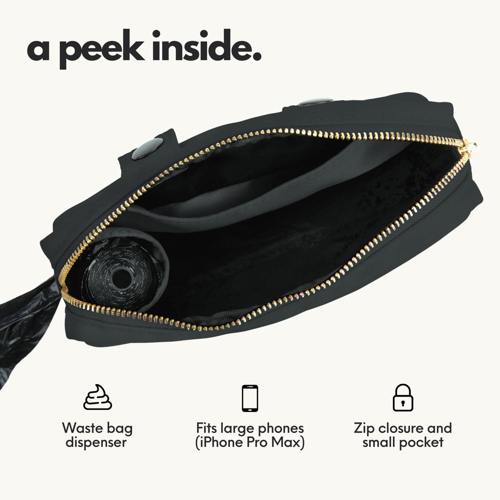 Elby pocket for phone keys and toy fits essentials during walks