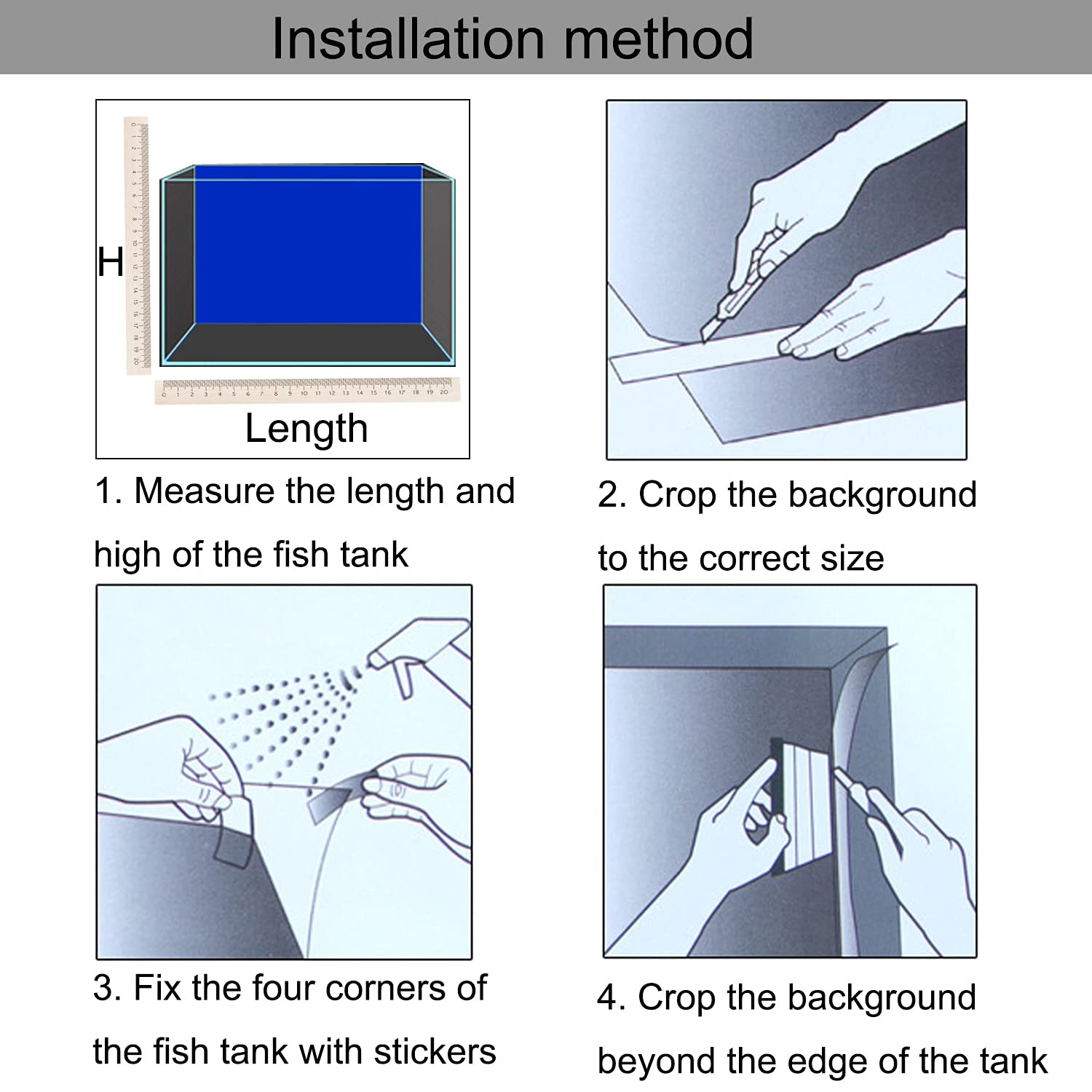 ELEBOX easy-trim background fits a wide range of tank sizes.