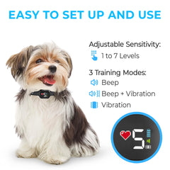 ELECANE bark collar offers 7 sensitivity levels for tailored training.