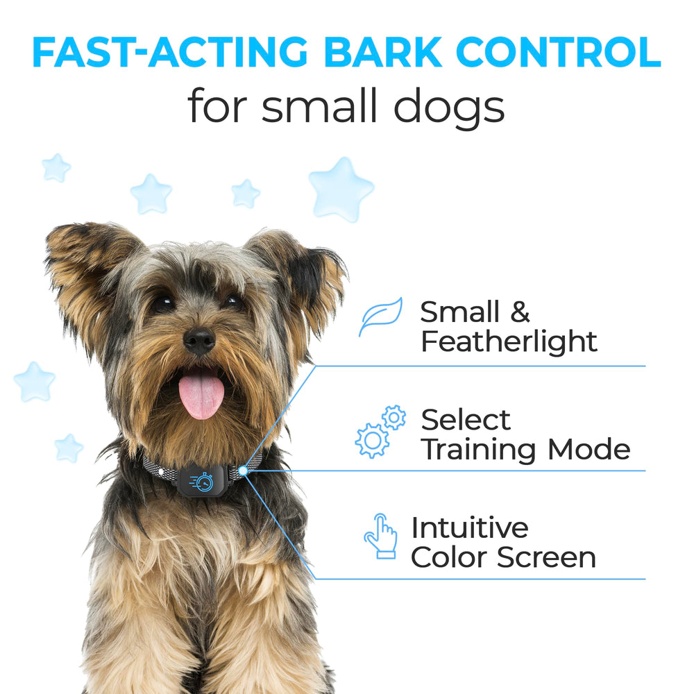 ELECANE bark collar fits necks 7-24 inches for small to medium dogs.