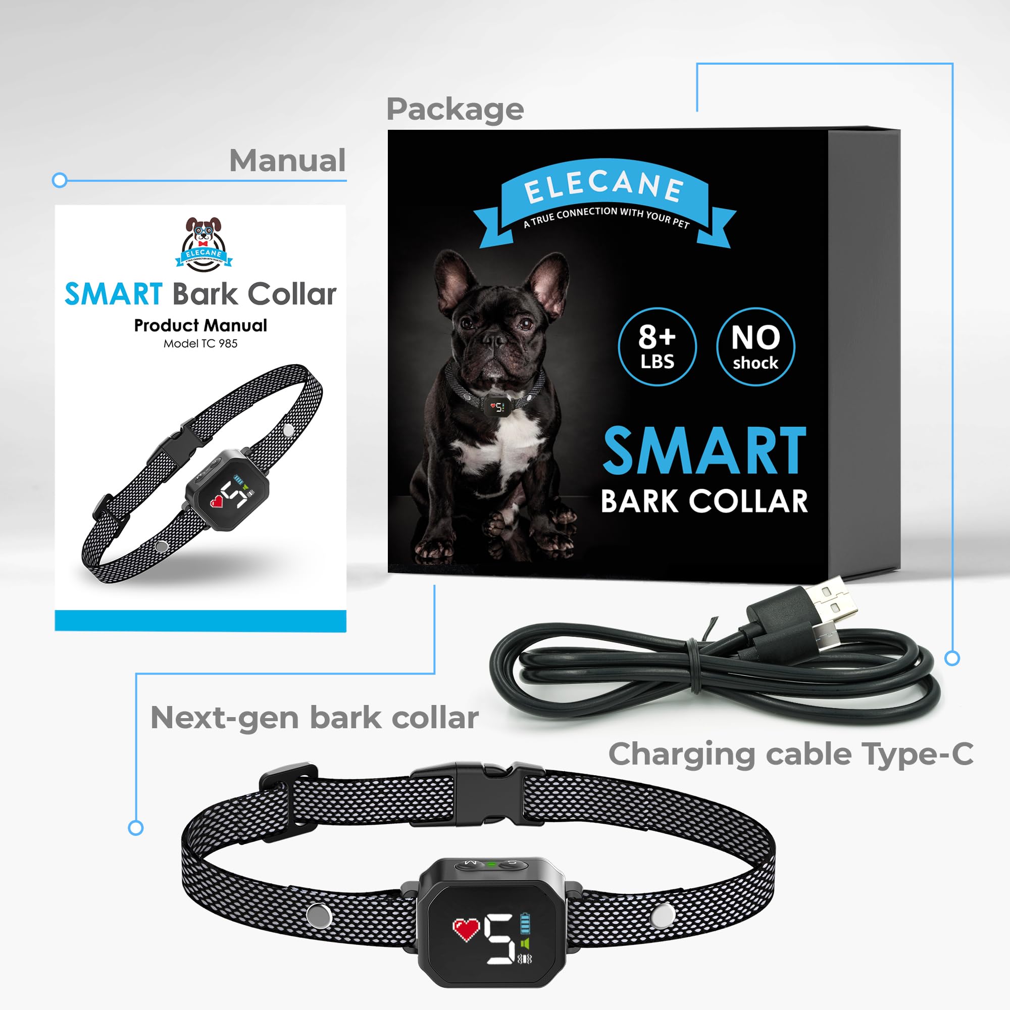 ELECANE bark collar rechargeable battery provides convenient power on the go.