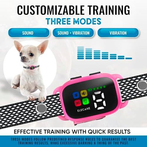 ELECANE Tiny Bark Collar pink adjustable-fit—fits necks 6–20 inches
