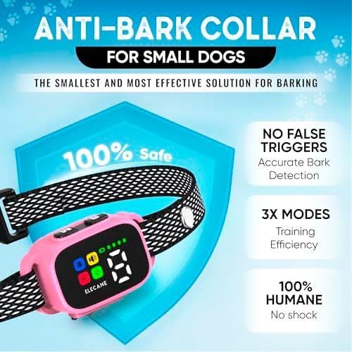 ELECANE Tiny Bark Collar pink front view—gentle training without shocks