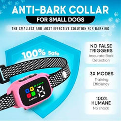 ELECANE Tiny Bark Collar pink front view—gentle training without shocks