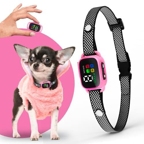 ELECANE Tiny Bark Collar pink side view for small dogs—lightweight comfort