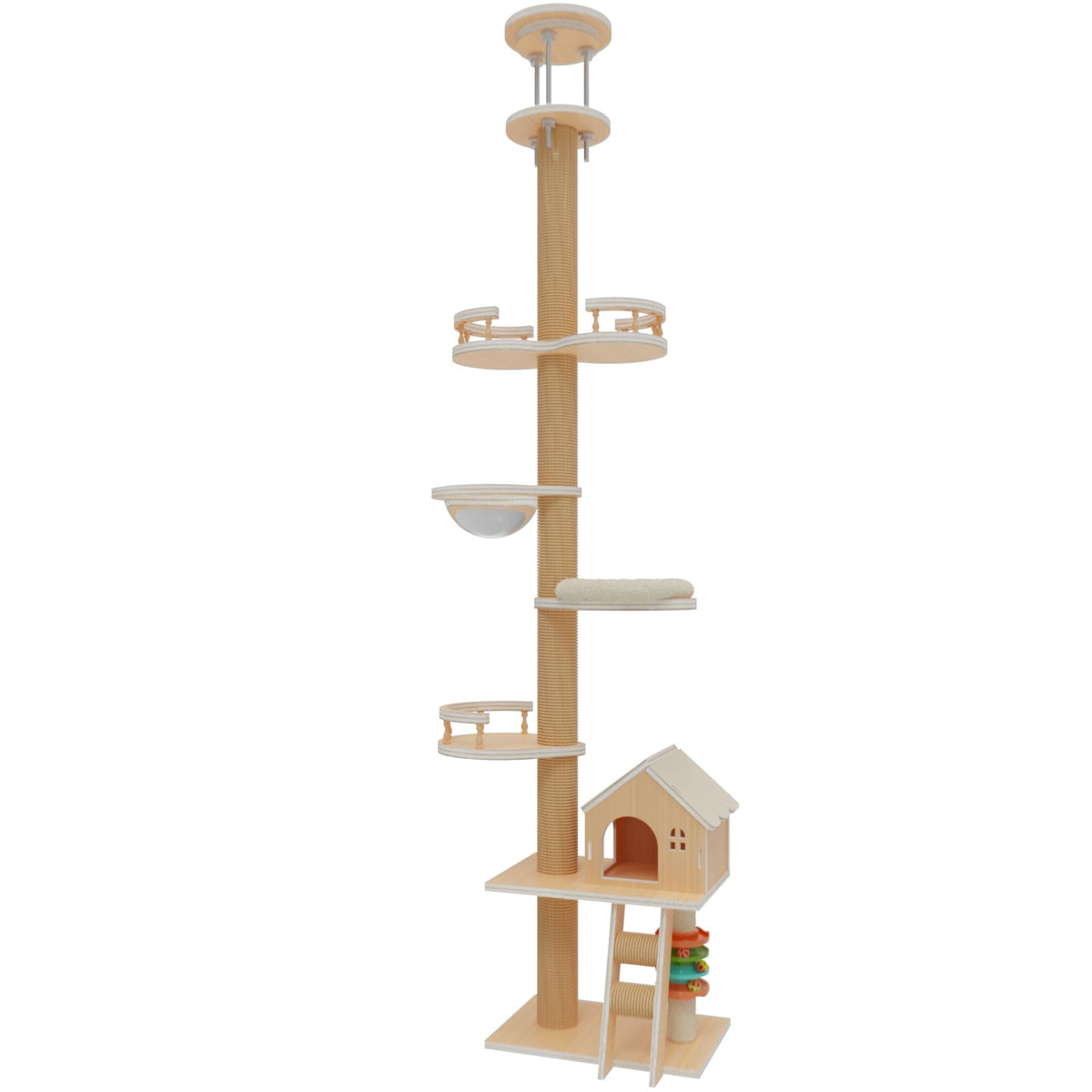 Elegaif floor-to-ceiling cat tree base shows sturdy foundation for multi-cat homes.
