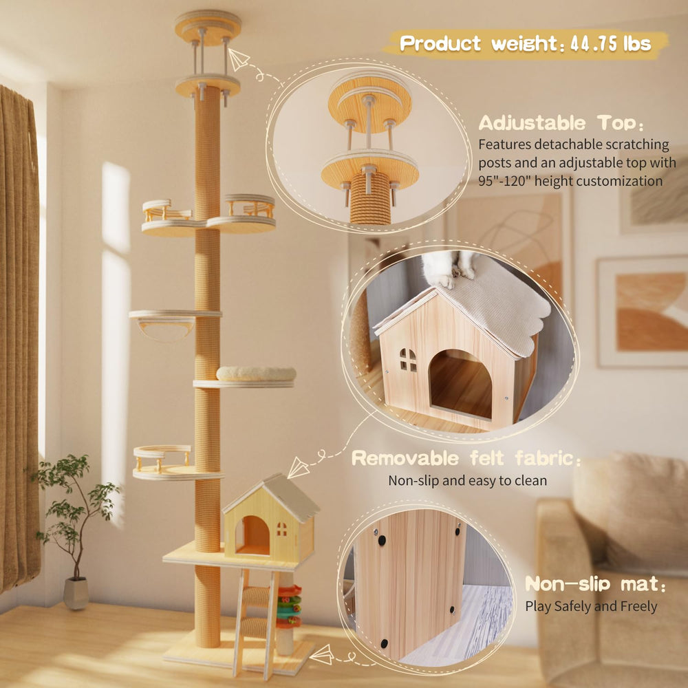 Elegaif cat tree extended height demonstrates ceiling-fit versatility for tall spaces.