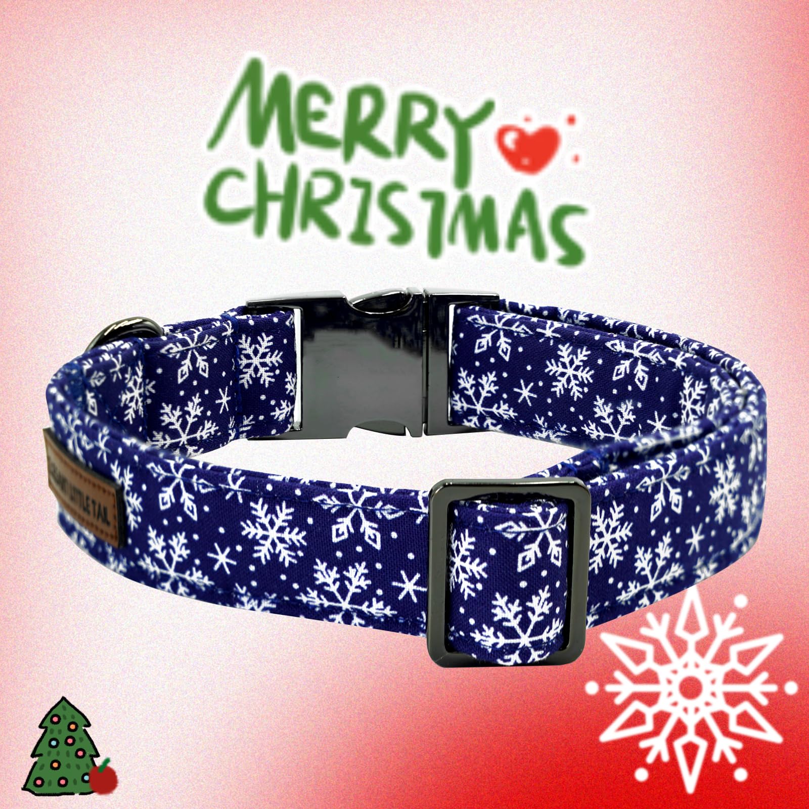 Elegant little tail welded D-ring and blue buckle close-up