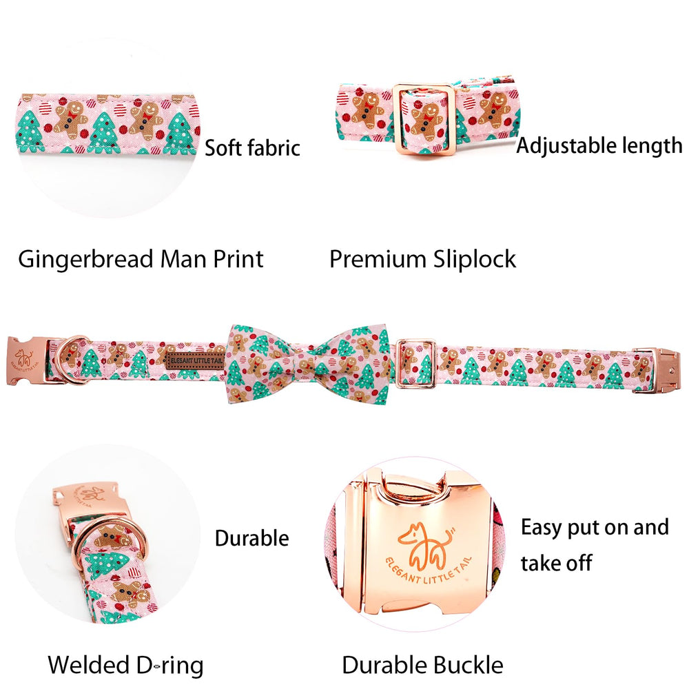 Elegant Little Tail Christmas collar with bow detail on a durable strap.