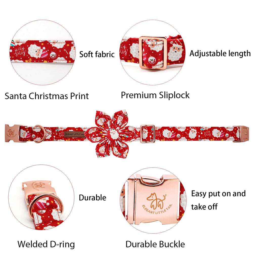 Elegant Little Tail Christmas flower collar on a dog for festive holiday charm.