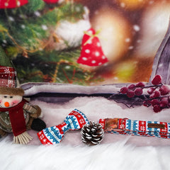 Elegant Little Tail Christmas Snow Dog Collar bow attachment visible for festive look