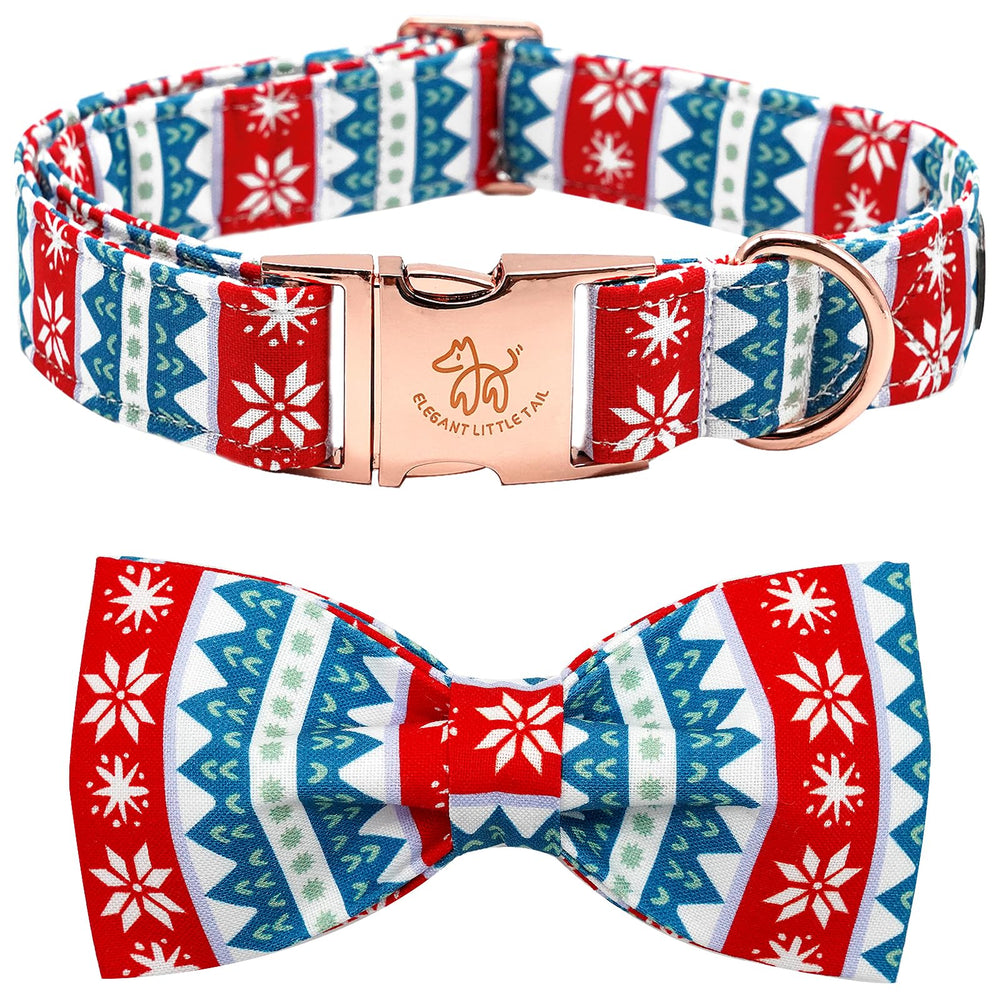 Elegant Little Tail Christmas Snow Dog Collar buckle detail showing sturdy hardware for holiday wear
