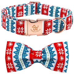 Elegant Little Tail Christmas Snow Dog Collar buckle detail showing sturdy hardware for holiday wear