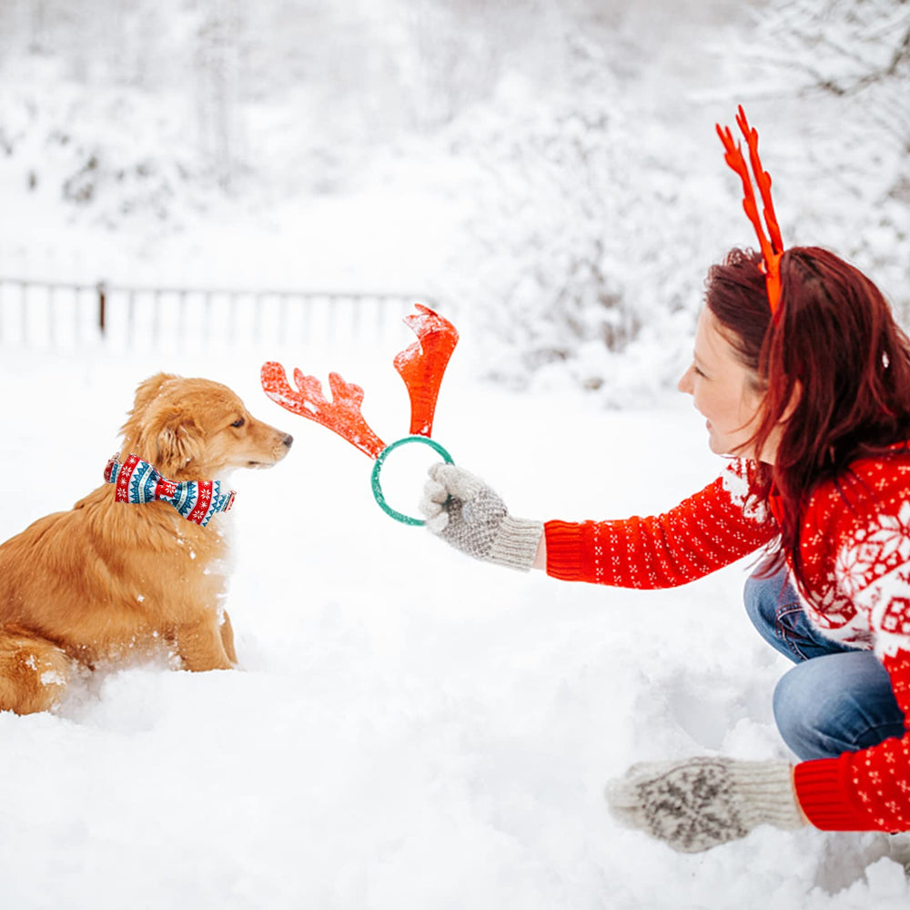 Elegant Little Tail Christmas Snow Dog Collar fabric detail highlighting soft cotton and durability