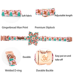 Elegant Little Tail Christmas pink gingerbread collar adds festive charm