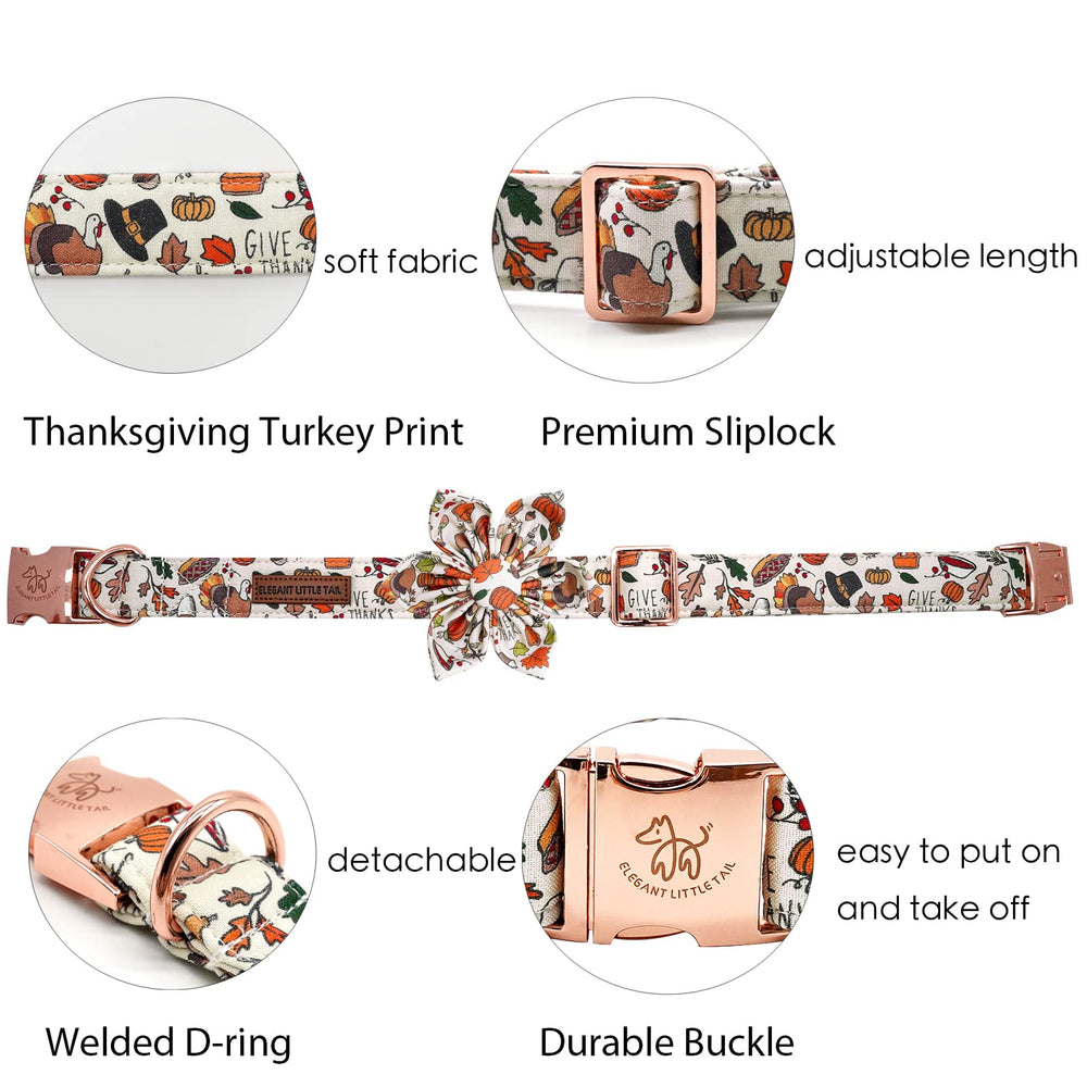 Elegant little tail dog collar flower detail showing removable bloom for easy styling