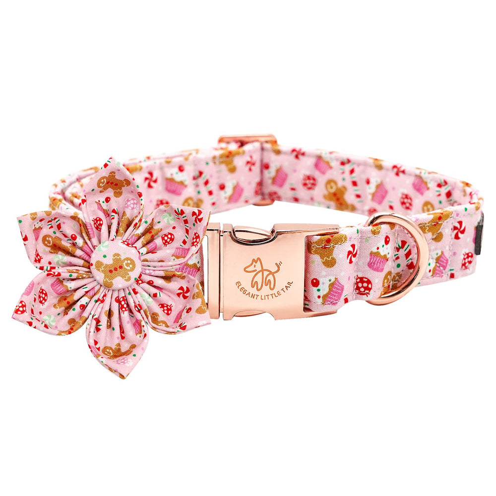 Elegant little tail dog collar with removable flower for versatile festive style