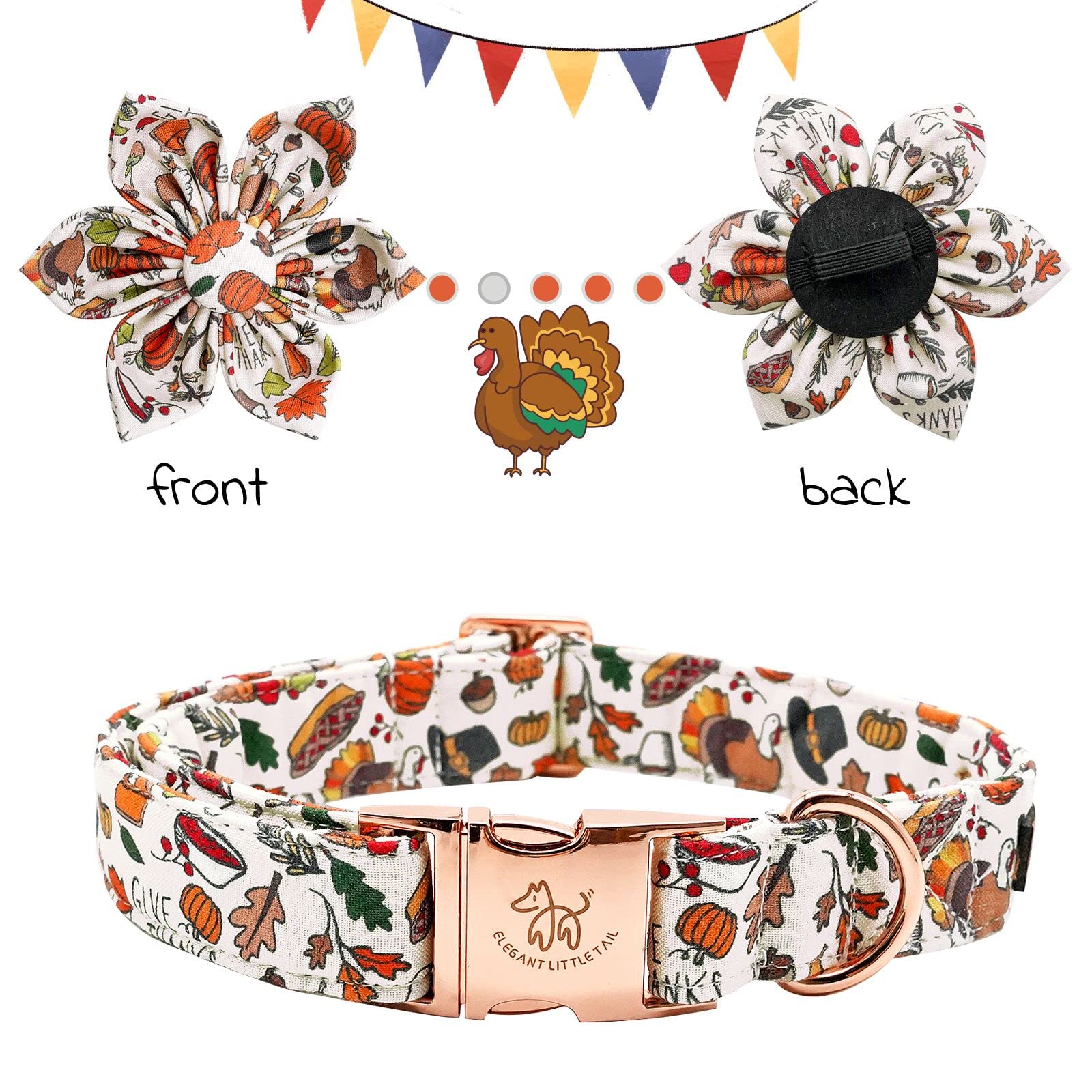 Elegant little tail dog collar pumpkin turkey fall design for autumn looks