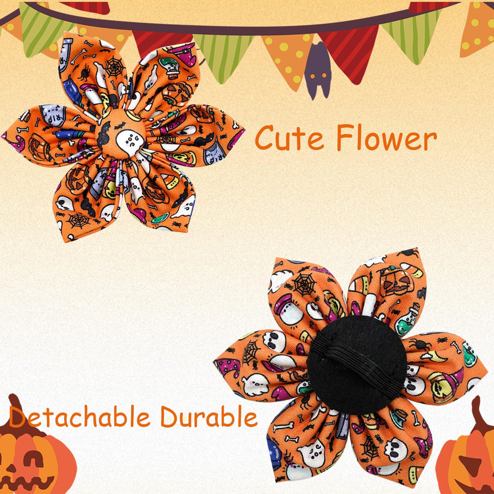 Elegant Little Tail dog wearing Halloween collar during outdoor party, durable cotton feel and comfortable